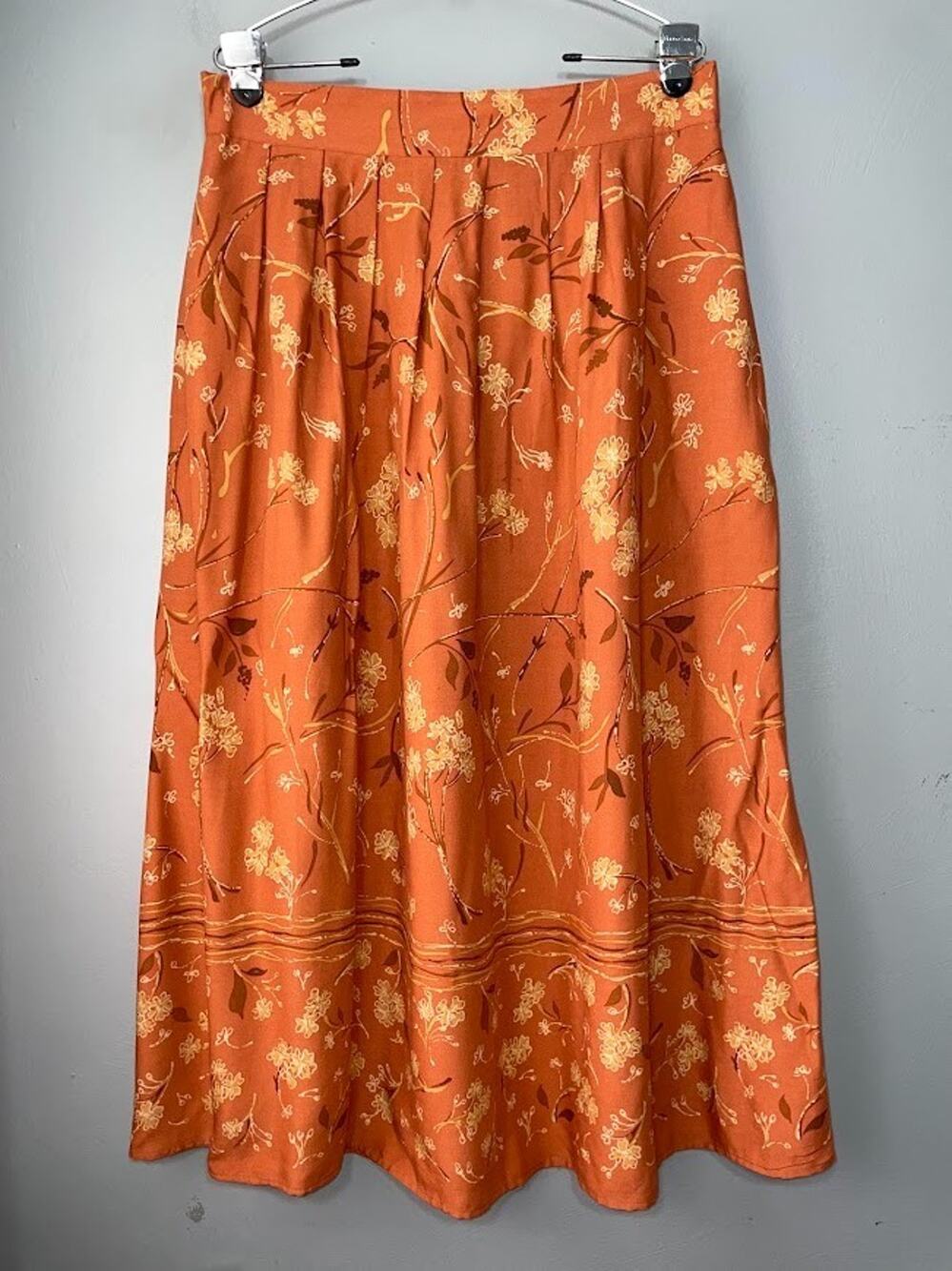 Sag Harbor Skirt Size L Boho Orange Floral English Country Cottagecore Romantic